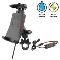 Quick-Grip™ 15W Waterproof Wireless Phone Charging Kit with Handlebar Mount